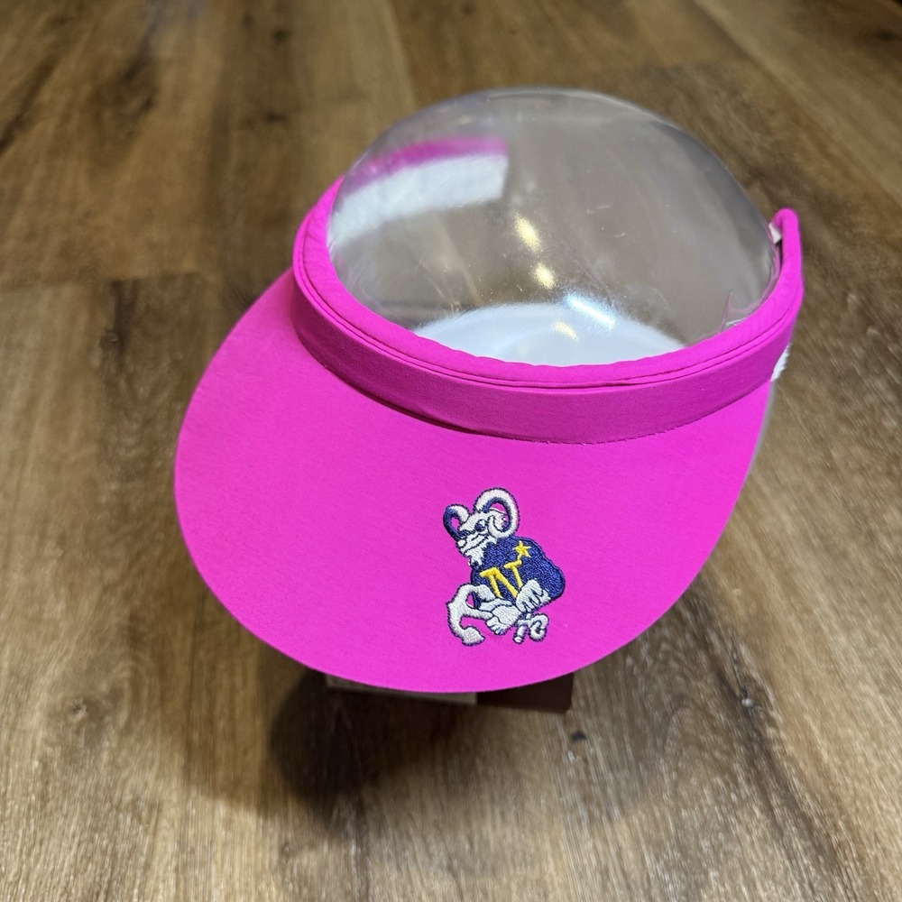 Vintage Navy Midshipmen Goat Ram Visor Hat Tennis Golf Sun‎ USA Made Pink Fuchsi